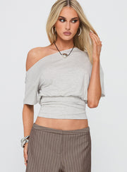 Ashlinn Off Shoulder Drapey Top Grey