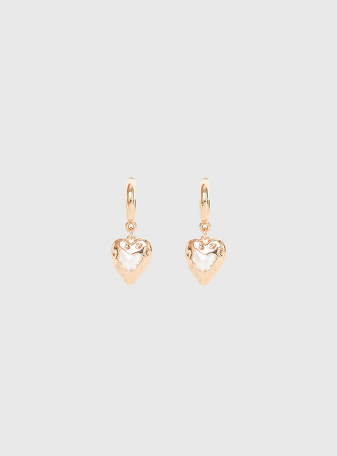 Live In Reality Heart Earrings Gold