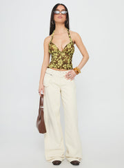 Aspyn Halter Top Yellow Floral