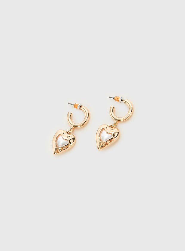 Live In Reality Heart Earrings Gold