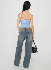 Zaralyn Low Rise Wide Leg Jeans Mid Blue Wash