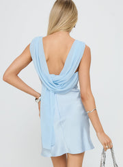Bellarose Draped Back Mini Dress Baby Blue