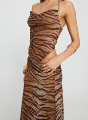 Better Now Cowl Neck Set Brown Tiger