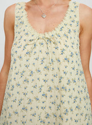 Antiquity Swing Mini Dress Yellow / Blue Floral