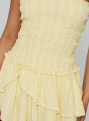 Ayanni Shirred Strapless Mini Playsuit Yellow