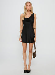 Xandra Cowl Neck Mini Dress Black