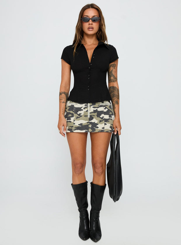 Voltage Denim Mini Skirt Camouflage