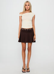 Amryn Eyelet Mini Skirt Brown