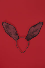 Wired Lace Bunny Ears in Black