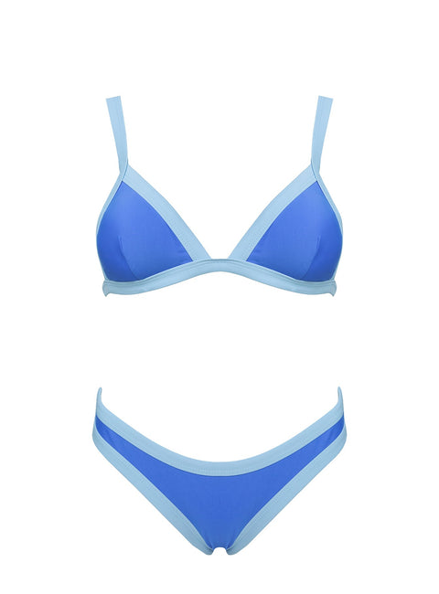 Amiri Contrast Triangle Bikini Top Blue