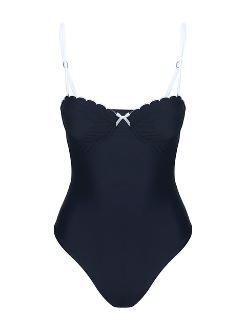 Claryssa Scallop One Piece Black