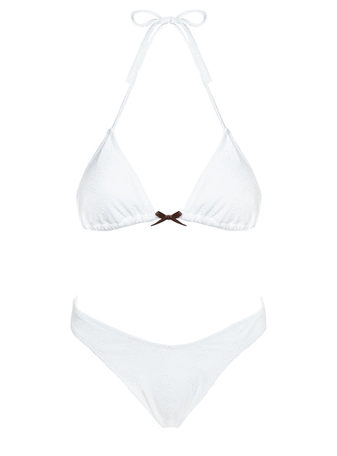 Lucky Bay Anglaise Triangle Bikini Top White