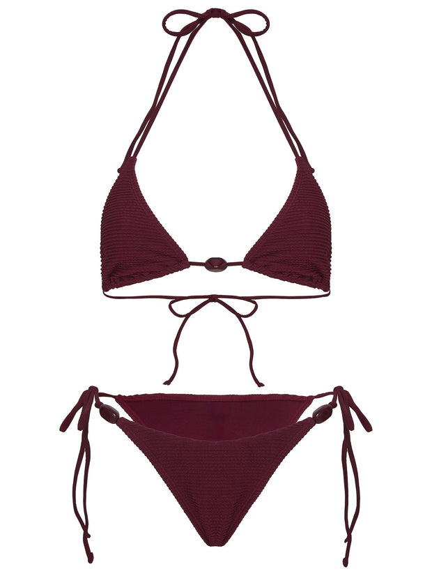 Glora Tie Side Textured Bikini Bottom Red