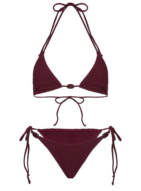 Nevaeh Textured Triangle Bikini Top Red
