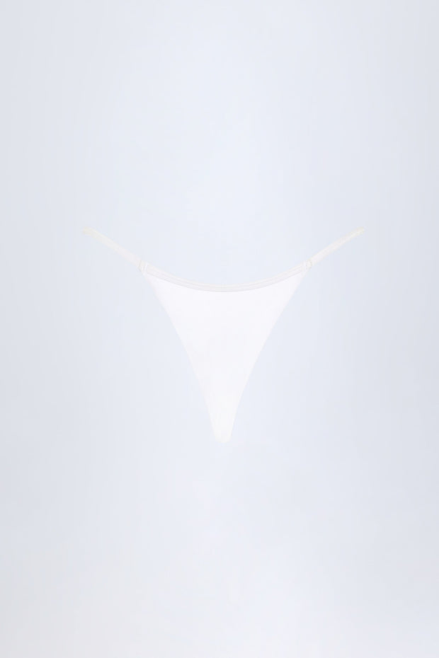 Charm-Detail Thong Bikini Bottoms in White