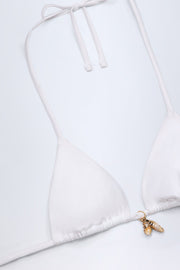 Charm-Detail Triangle Bikini Top in White