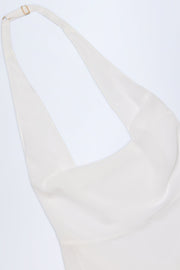 Cowl-Neck Backless Mini Dress in White