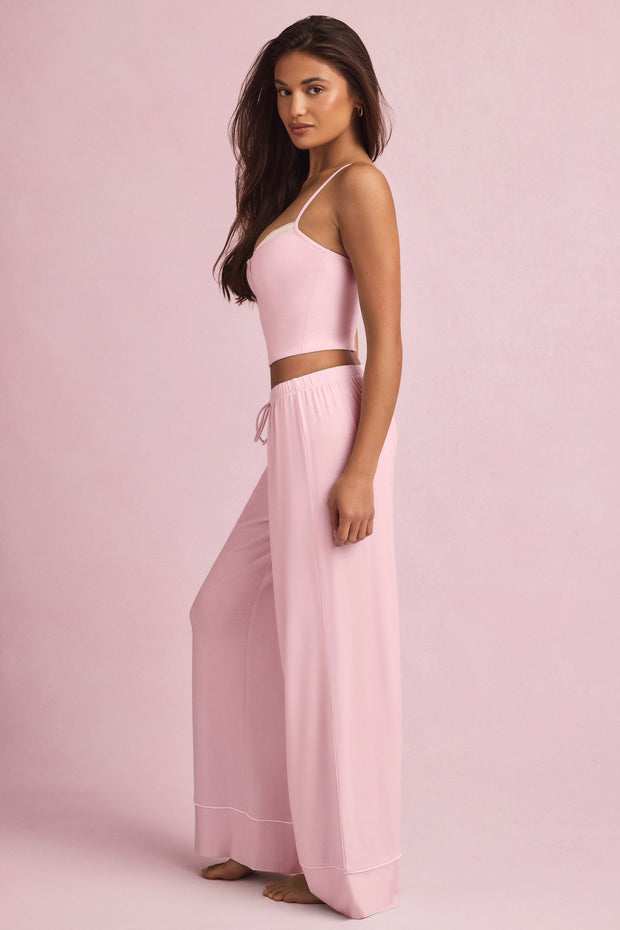 Modal Mid-Rise Pyjama Trousers in Baby Pink
