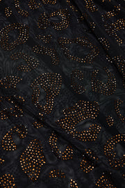 Embellished Backless Maxi Dress in Black Leopard Hotfix
