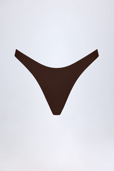 High-Leg Cheeky Bikini Bottoms in Dark Chocolate