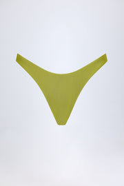 High-Leg Cheeky Bikini Bottoms in Olive Green
